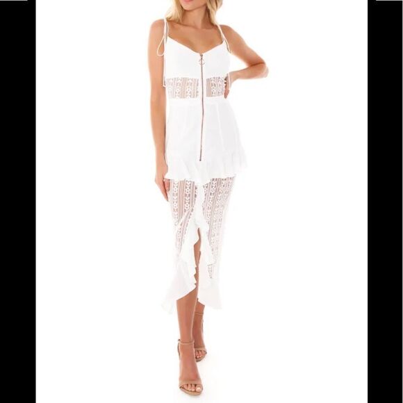 Lovebird Lace Midi Dress, White - Picture 1 of 2